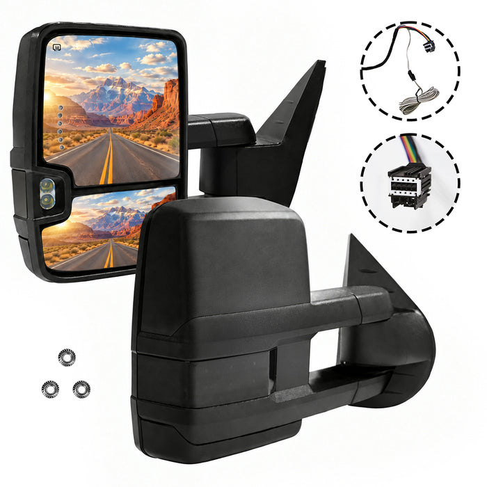 Trucktok 1999-2019 Chevy Silverado GMC Sierra Power Heated LED Signal Towing Mirrors Pair
