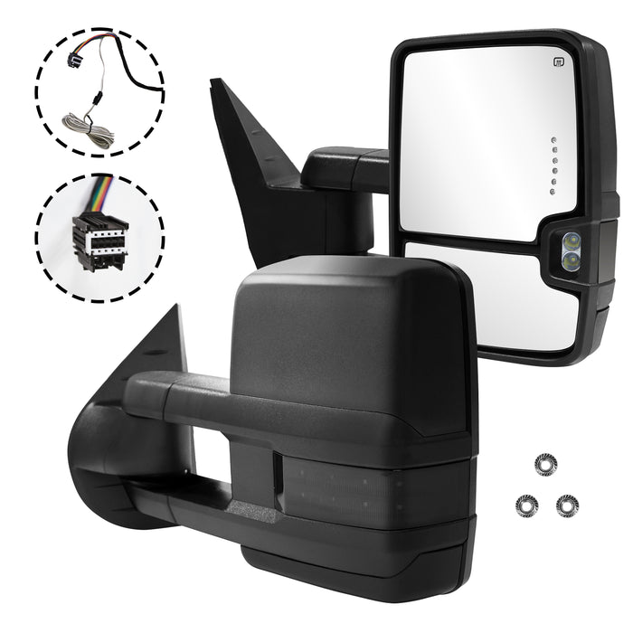 Trucktok Silverado Sierra 2007-2013 1500 & 2008-2014 2500HD 3500HD Power Heated LED Signal Towing Mirrors Pair