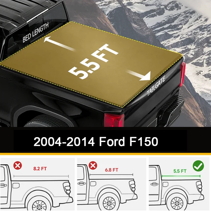 Trucktok 2004-2026 Ford F150 5.5FT, 6.5FT, 6.8FT, 8FT Soft Roll Up Tonneau Cover Truck Bed