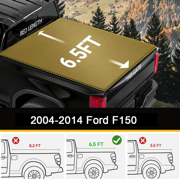 Trucktok 2004-2026 Ford F150 5.5FT, 6.5FT, 6.8FT, 8FT Soft Roll Up Tonneau Cover Truck Bed