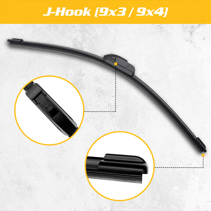 Trucktok Ford Chevy RAM 22" + 22" J/U-Hook Windshield Wiper Blades Pair