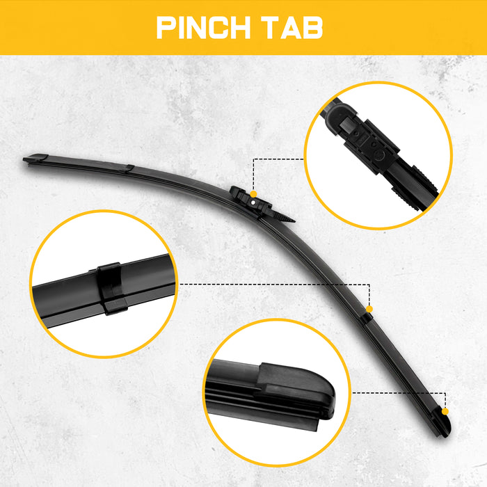 Trucktok Chevy GMC 22" + 22" Pinch Tab Windshield Wiper Blades Pair
