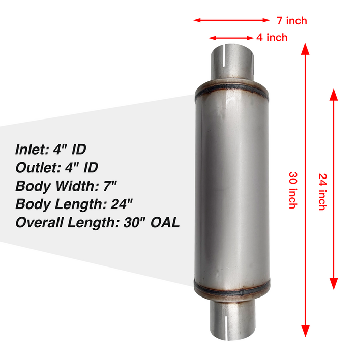 TruckTok 4" Muffler 30" Overall Length for Diesel Exhaust Generic