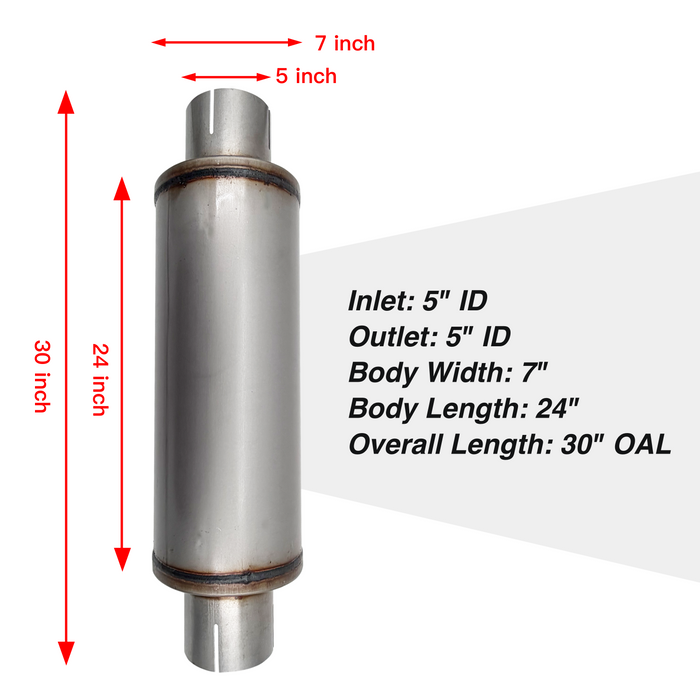 TruckTok 5" Muffler 30" Overall Length for Diesel Exhaust Generic