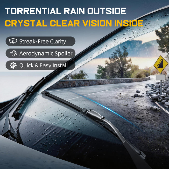 Trucktok Ford Chevy RAM 22" + 22" Universal Multi-Fit Windshield Wiper Blades Pair
