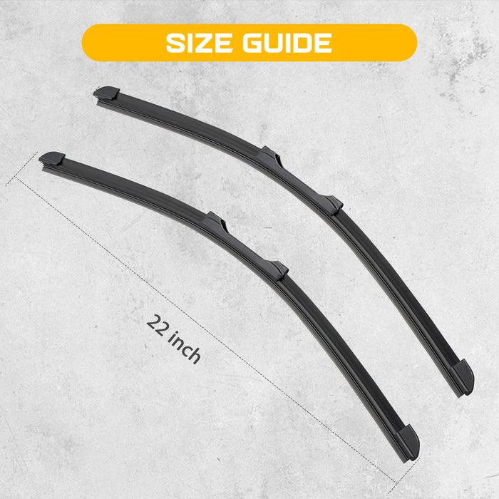 Trucktok Ford Chevy RAM 22" + 22" Universal Multi-Fit Windshield Wiper Blades Pair