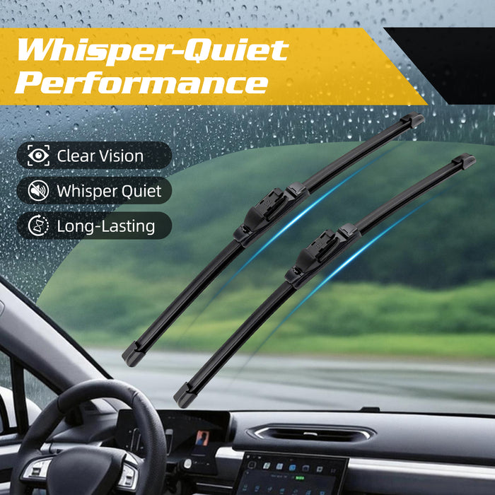 Trucktok Ford Chevy RAM 24" + 24" Universal Multi-Fit Windshield Wiper Blades Pair