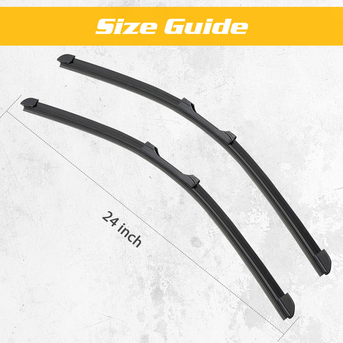 Trucktok Ford Chevy RAM 24" + 24" Universal Multi-Fit Windshield Wiper Blades Pair