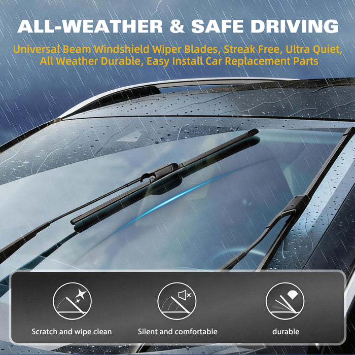 Trucktok Ford Chevy RAM 20" + 20" Universal Multi-Fit Windshield Wiper Blades Pair