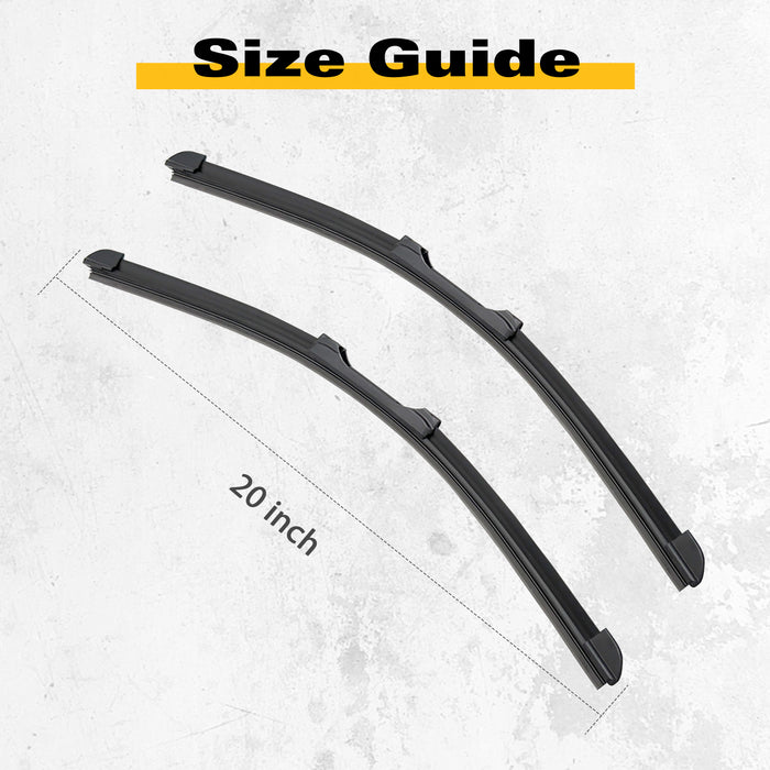 Trucktok Ford Chevy RAM 20" + 20" Universal Multi-Fit Windshield Wiper Blades Pair