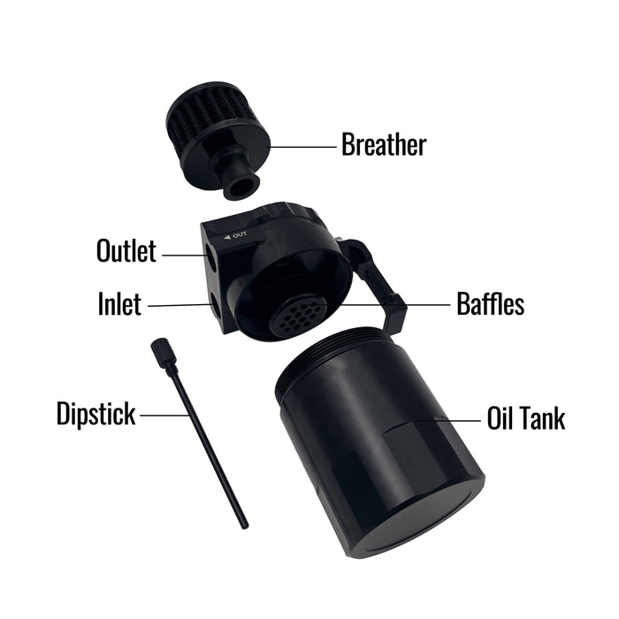 TruckTok Oil Catch Reservoir Breather Can Tank with Filter Cylinder Aluminum Universal