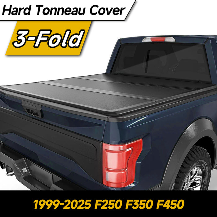 Trucktok 1999-2025 Ford F250 F350 Super Duty 8.2FT Hard Tri-Fold Tonneau Cover Truck Bed Pickup