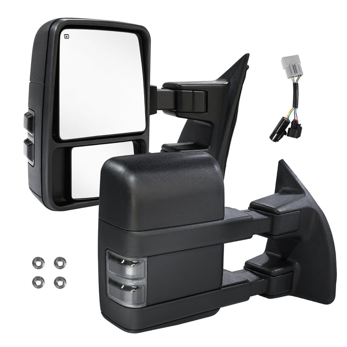 Trucktok 1999-2007 Ford F250 F350 F450 Power Heated LED Signal Running Towing Mirrors Pair