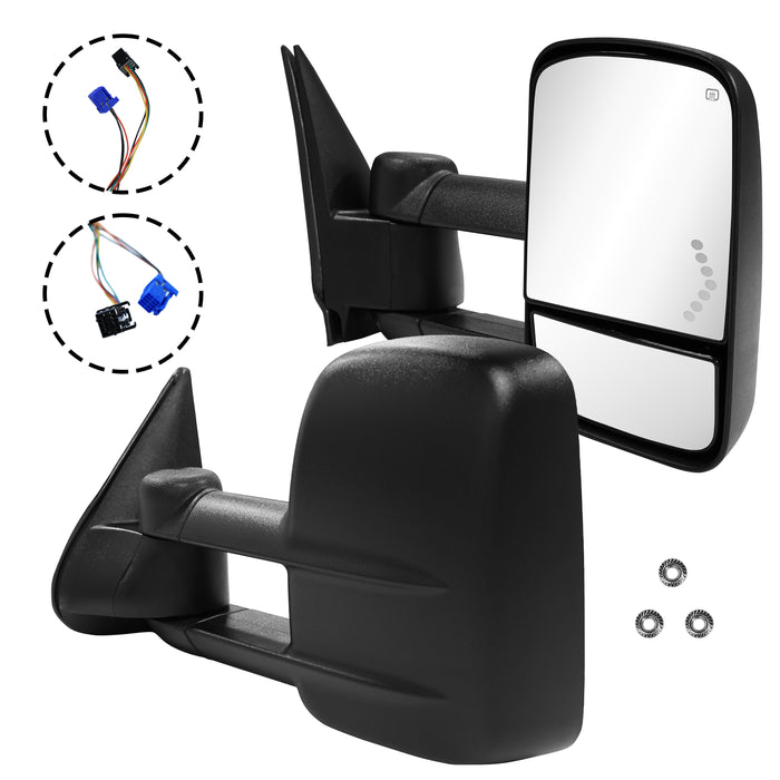 Trucktok Silverado Sierra 2003-2006 1500 2500HD 3500HD & 2007 Classic Power Heated LED Signal Towing Mirrors Pair