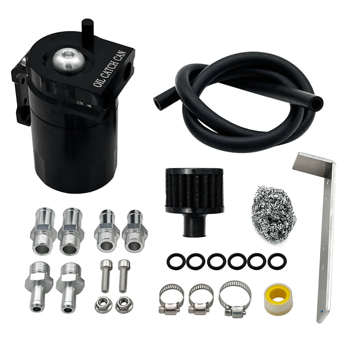 TruckTok Oil Catch Reservoir Breather Can Tank with Filter Cylinder Aluminum Universal