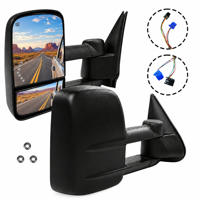 Trucktok 1999-2019 Chevy Silverado GMC Sierra Power Heated LED Signal Towing Mirrors Pair