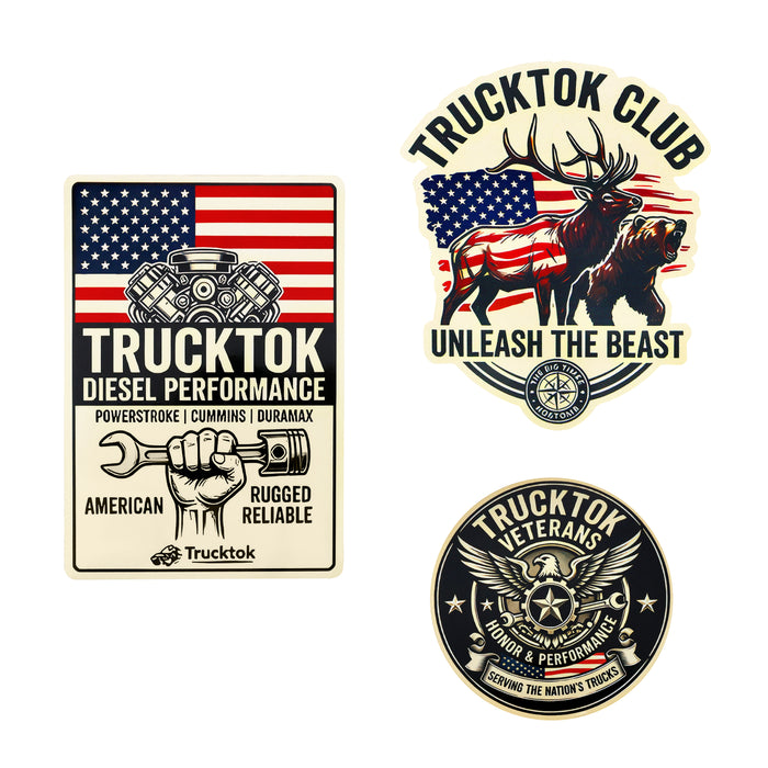 Trucktok 3pcs Unique Designs Magnetic & Adhesive PVC Truck Sticker Set