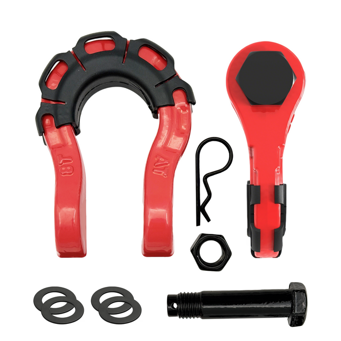 Trucktok 3/4" Heavy Duty D Ring Shackle with 7/8" Pin Isolator Washer Kit 70,000 lbs Break Strength