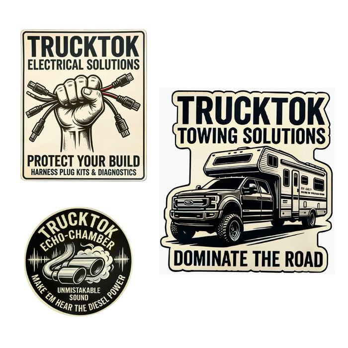Trucktok 3pcs Unique Designs Magnetic & Adhesive PVC Truck Sticker Set