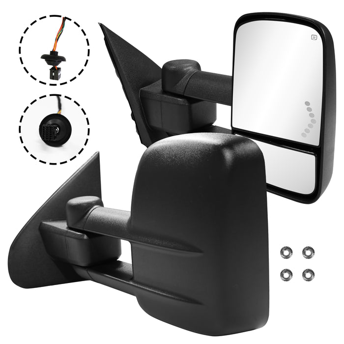Trucktok Silverado Sierra 2014-2018 1500 & 2015-2018 2500HD 3500HD Power Heated LED Signal Towing Mirrors Pair