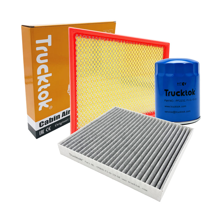 Trucktok 2017-2019 6.6L Silverado Sierra Duramax Air & Cabin Air & Oil Filter Replaces A3231C/23281440/PF2232
