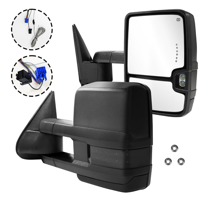 Trucktok Silverado Sierra 2003-2006 1500 2500HD 3500HD & 2007 Classic Power Heated LED Signal Towing Mirrors Pair