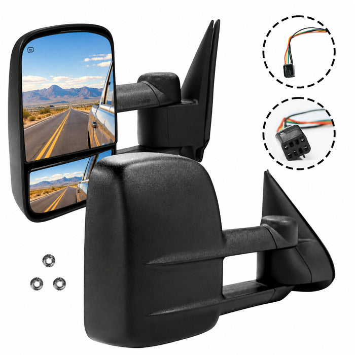 Trucktok 1999-2019 Chevy Silverado GMC Sierra Power Heated LED Signal Towing Mirrors Pair