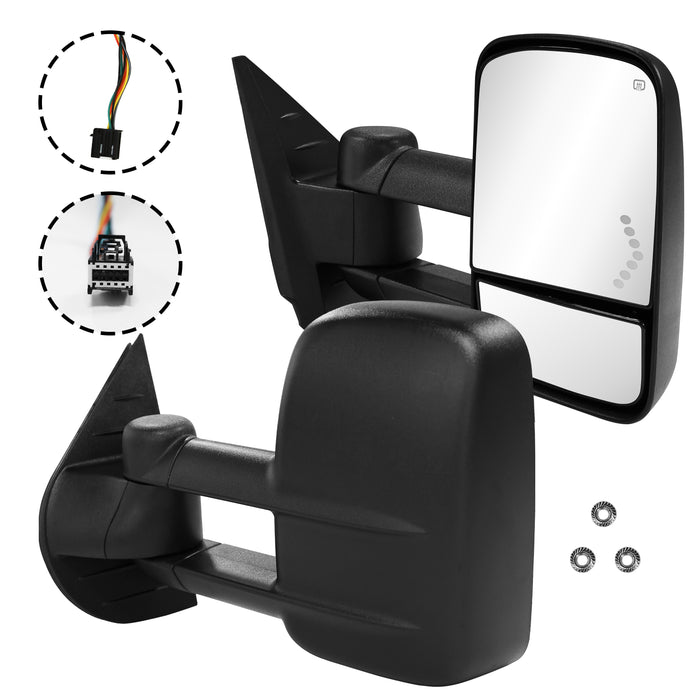 Trucktok Silverado Sierra 2007-2013 1500 & 2008-2014 2500HD 3500HD Power Heated LED Signal Towing Mirrors Pair
