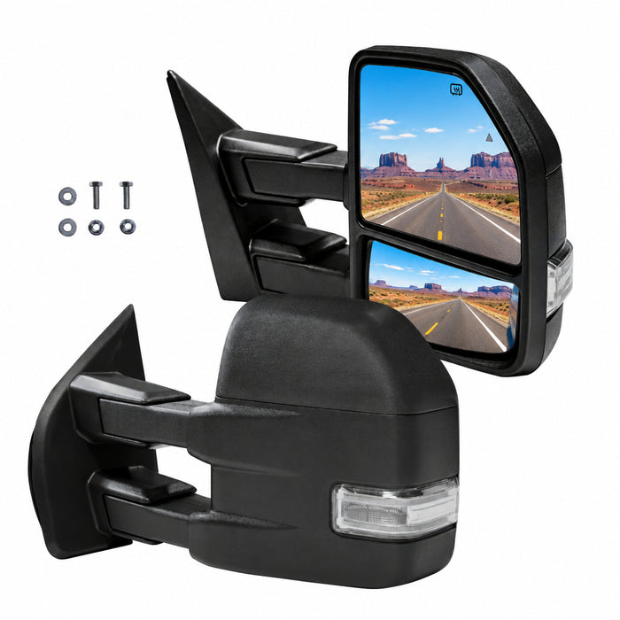 Trucktok 1999-2020 Ford F250 F350 F450 F550 Power Heated LED Towing Mirrors Pair