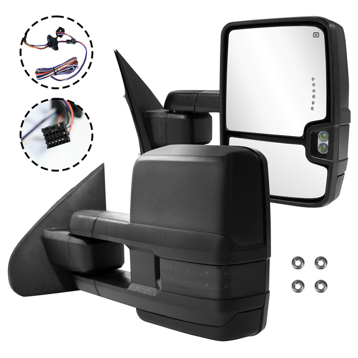 Trucktok Silverado Sierra 2014-2018 1500 & 2015-2019 2500HD 3500HD Power Heated LED Signal Towing Mirrors Pair