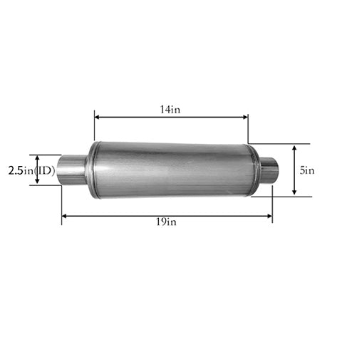 TruckTok 2.5" Stainless Steel Muffler 19" Overall Length for Diesel Exhaust Generic