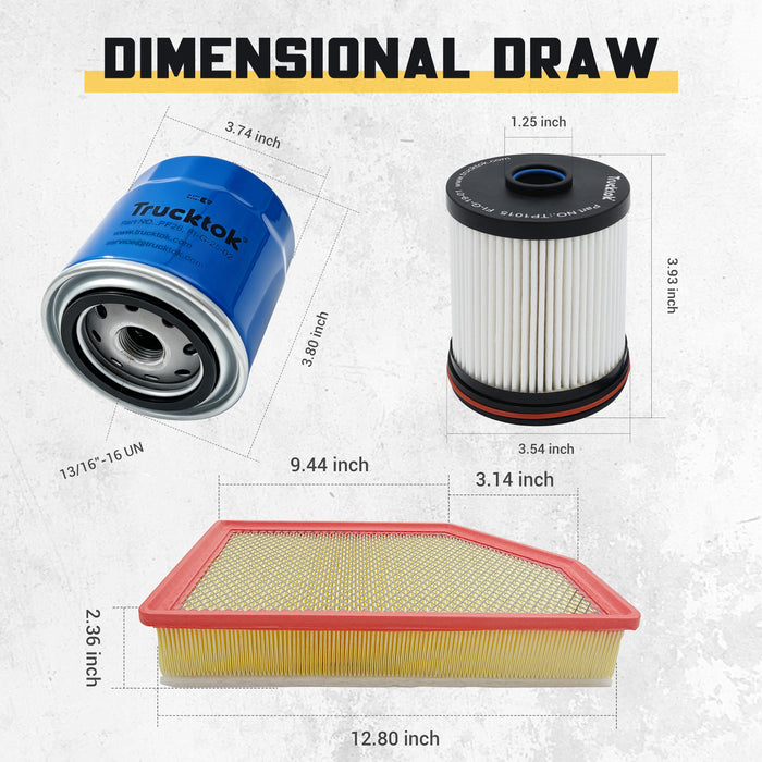 Trucktok 2020-2025 6.6L Silverado Sierra Duramax Filter Set Replaces TP1015/PF26/A3248C