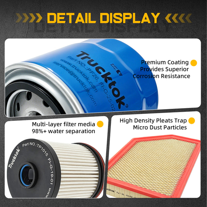 Trucktok 2020-2025 6.6L Silverado Sierra Duramax Filter Set Replaces TP1015/PF26/A3248C