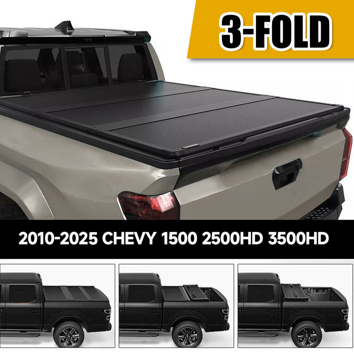 Trucktok 2010-2025 Chevy Silverado Sierra 8FT 3-Fold Hard Bed Tonneau Cover