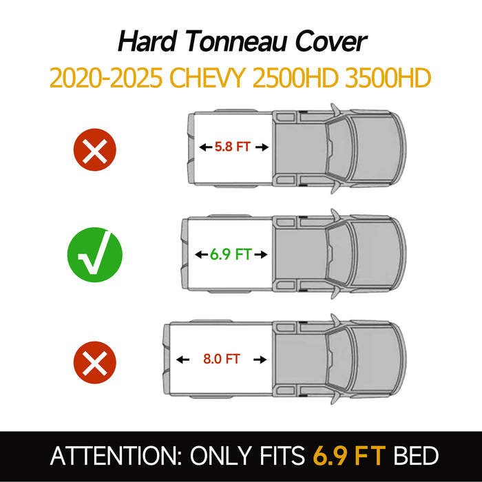 Trucktok 2020-2025 Chevy Silverado Sierra 6.9FT 3-Fold Hard Bed Tonneau Cover