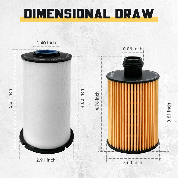 Trucktok 2014-2019 3.0L Ram 1500 Ecodiesel Fuel & Oil Filter Replaces 68235275AB/68229402AA