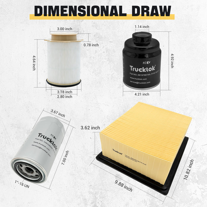 Trucktok 2013-2018 6.7L Dodge Ram Fuel Filter Oil Filter & Air Filter Bundle Set