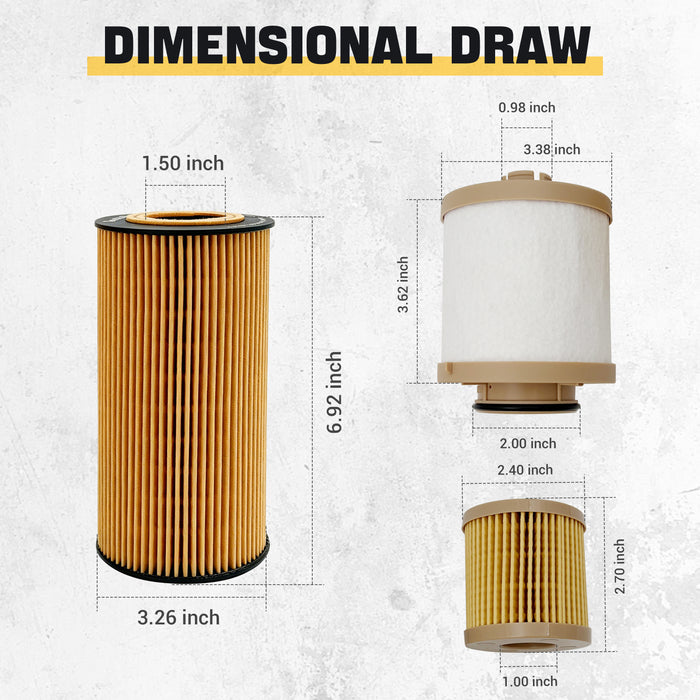 Trucktok 2003-2007 6.0L Ford Powerstroke Fuel Filter/Oil Filter Replaces FD4616/FL2016