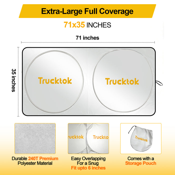 Trucktok Specially Customized  Universal Windshield Sunshade Summer Interior Cooler Auto Sun Protector