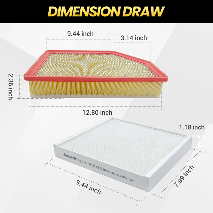 Trucktok 2020-2025 6.6L Silverado Sierra Duramax Air & Cabin Air Filter Replaces A3248C/CF185