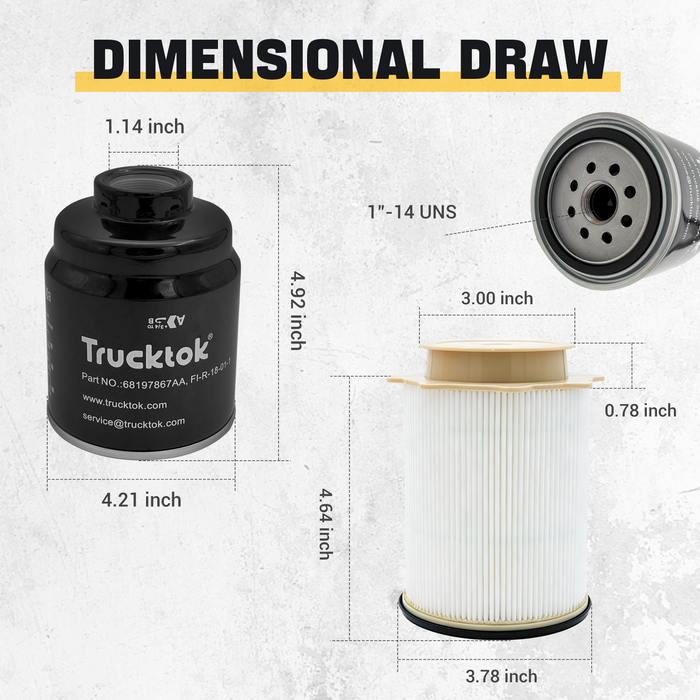 Trucktok 2013-2018 6.7L Dodge Ram Fuel Filter Set Replaces 68197867AA/68157291AA