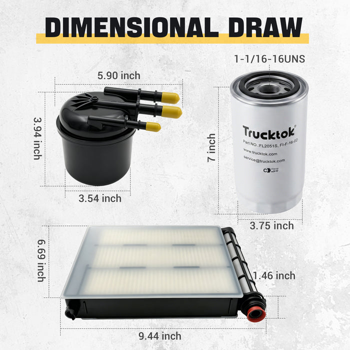 Trucktok 2017-2025 6.7L Ford Powerstroke Fuel/Oil Filter Replaces FD4625/FL2051S