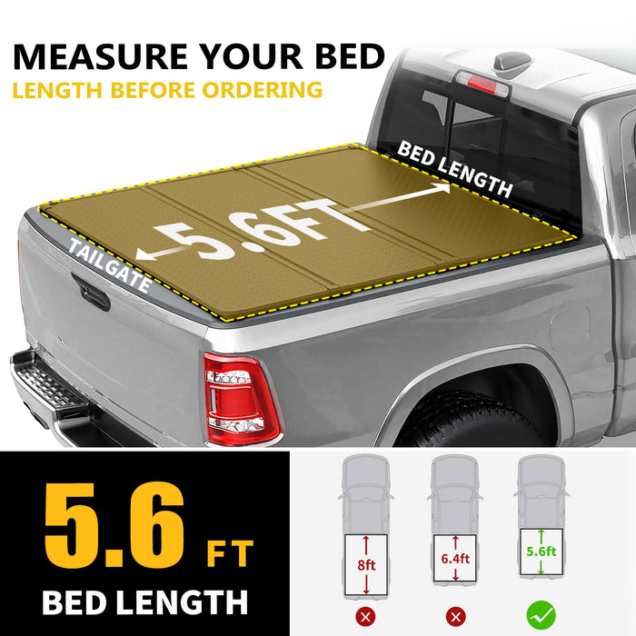 Trucktok 2009-2025 Dodge Ram 1500 5.7FT Hard Tri-Fold Tonneau Cover Truck Bed