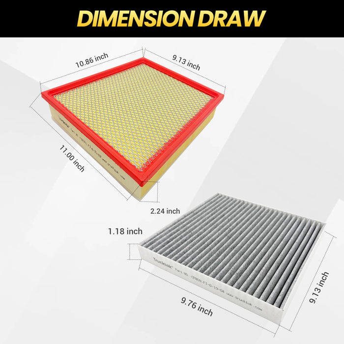 Trucktok 2017-2019 6.6L Silverado Sierra Duramax Air & Cabin Air Filter Replaces A3231C/23281440