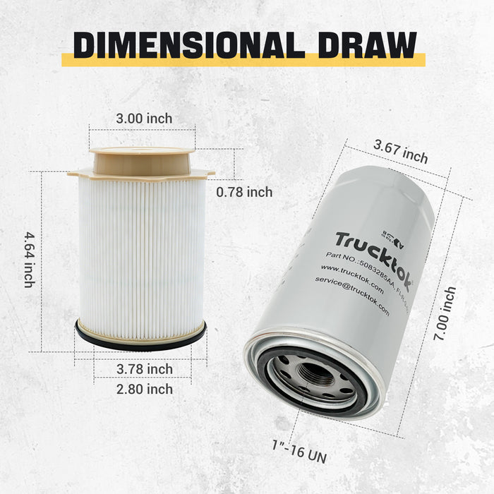 Trucktok 2010-2012 6.7L Dodge Ram Fuel Oil Filter Replaces 68157291AA/5083285AA