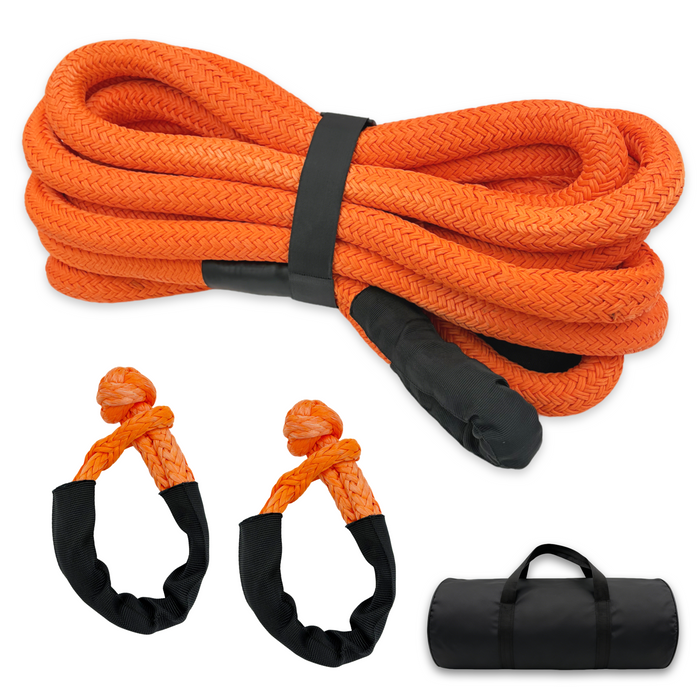 Trucktok 1" x 30ft Heavy Duty Kinetic Recovery Rope Soft Shackle Series  35,000 lbs Break Strength