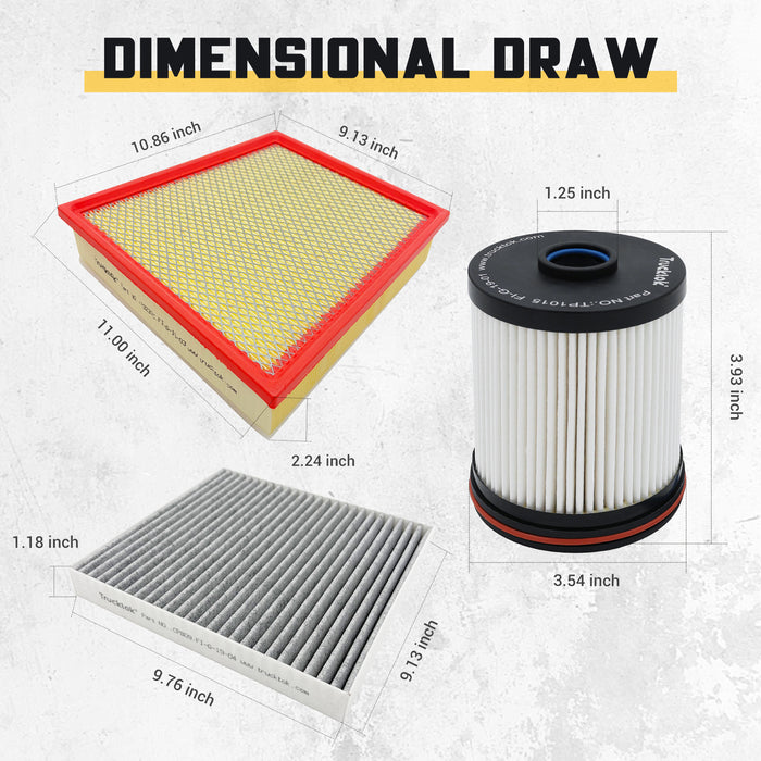 Trucktok 2017-2019 6.6L Silverado Sierra Duramax Filter Set Replaces TP1015/A3231C/23281440