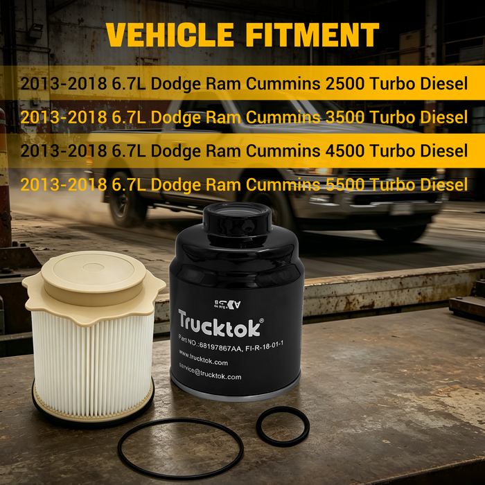 Trucktok 2013-2018 6.7L Dodge Ram Fuel Filter Set Replaces 68197867AA/68157291AA