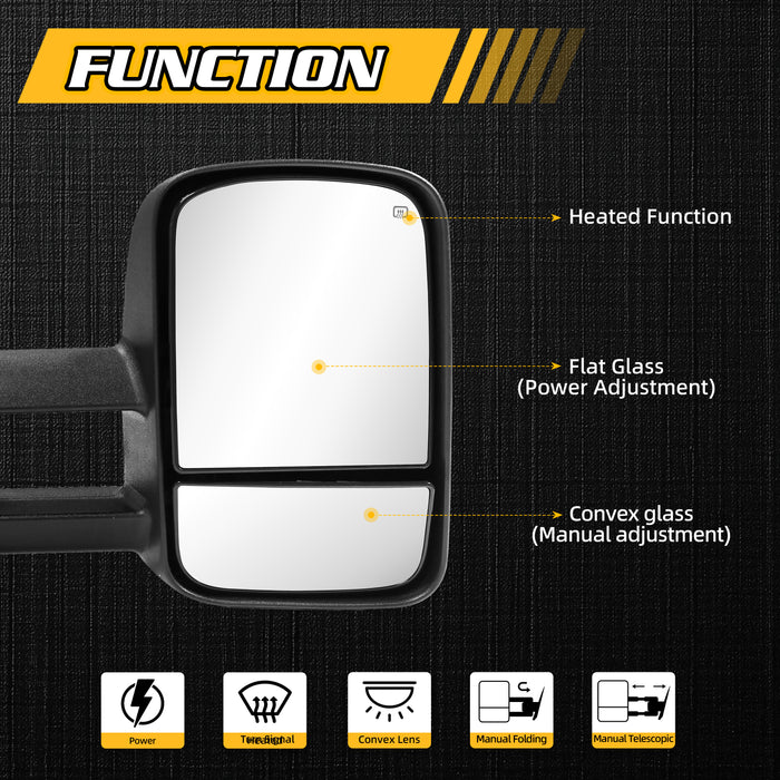 Trucktok Silverado Sierra 1999-2002 1500 2500 & 2001-2002 1500HD 2500HD 3500HD Power Heated Towing Mirrors Pair