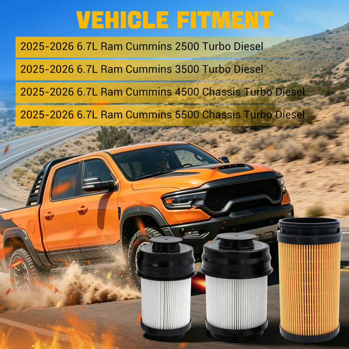 Trucktok 2025-2026 6.7L Ram Dual Fuel Filter & Oil Filter Replaces 68677800AA/68677810AA